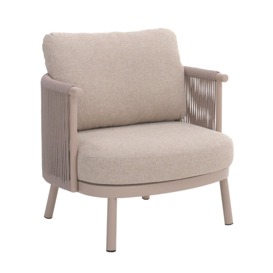 Mendoza 1-Seat Alu Sand Rope Beige + Cushion