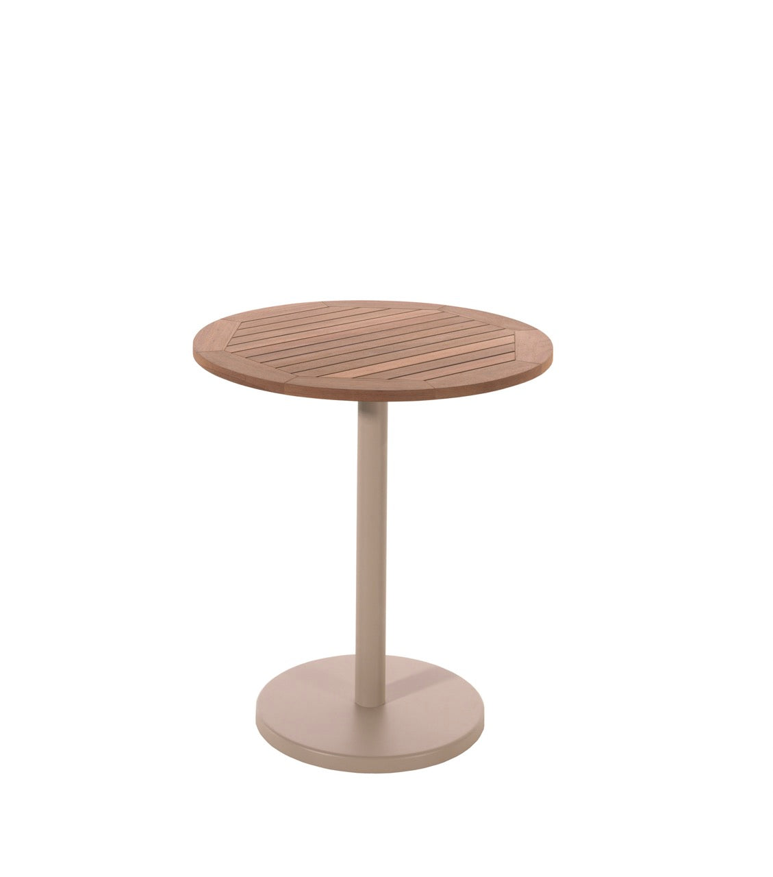 Cardiff table 70 cm round alu sand teak top