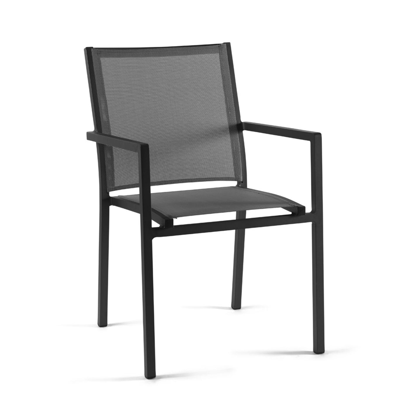 Bari stacking chair alu charcoal mat text silv gre