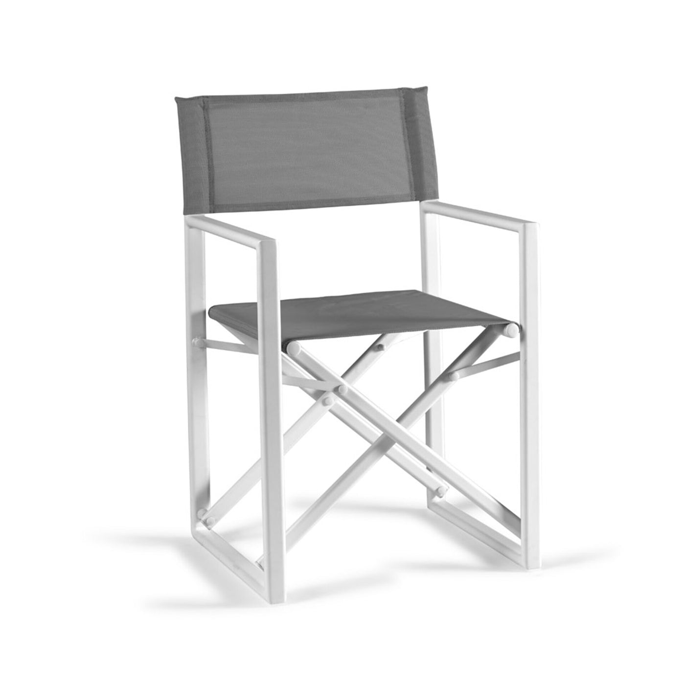 Javea director chair alu white mat textylene grey