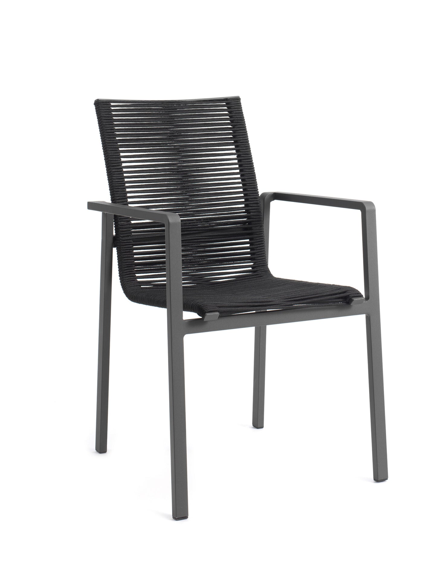 Aruba stacking chair alu charcoal rope black