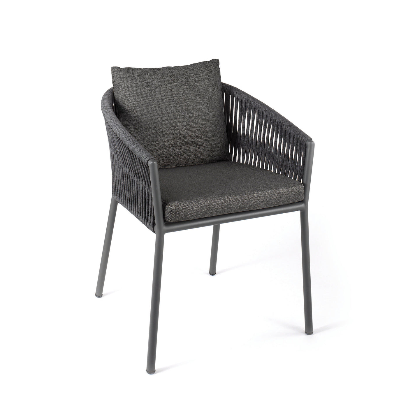 Gabon Dining Chair Aluminum Charcoal Rope Dark Grey + C