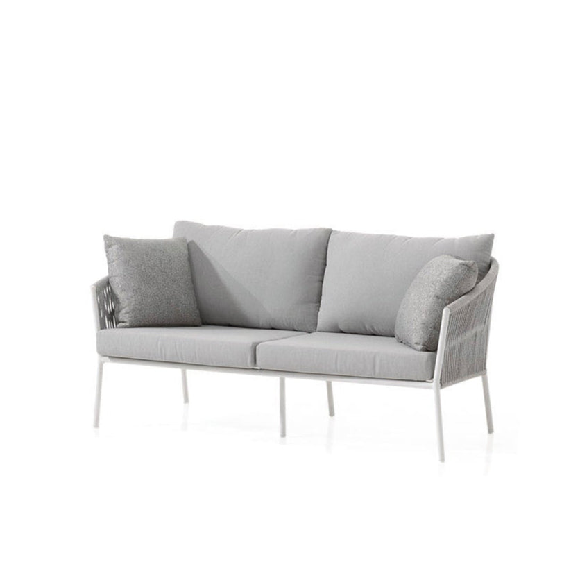 Gabon 2,5 seat alu white rope light grey + cushion