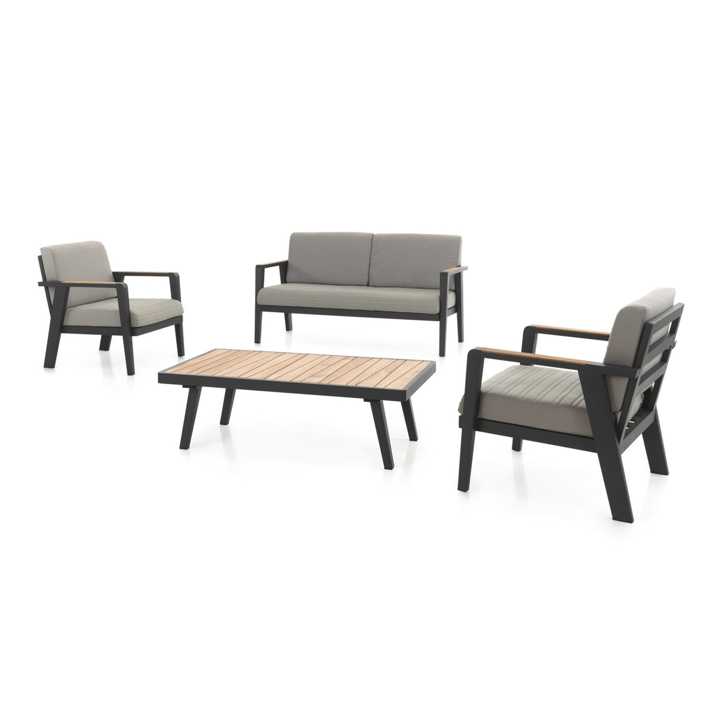 Guadeloupe Lounge Set Alu Charcoal + Teak +Cushion