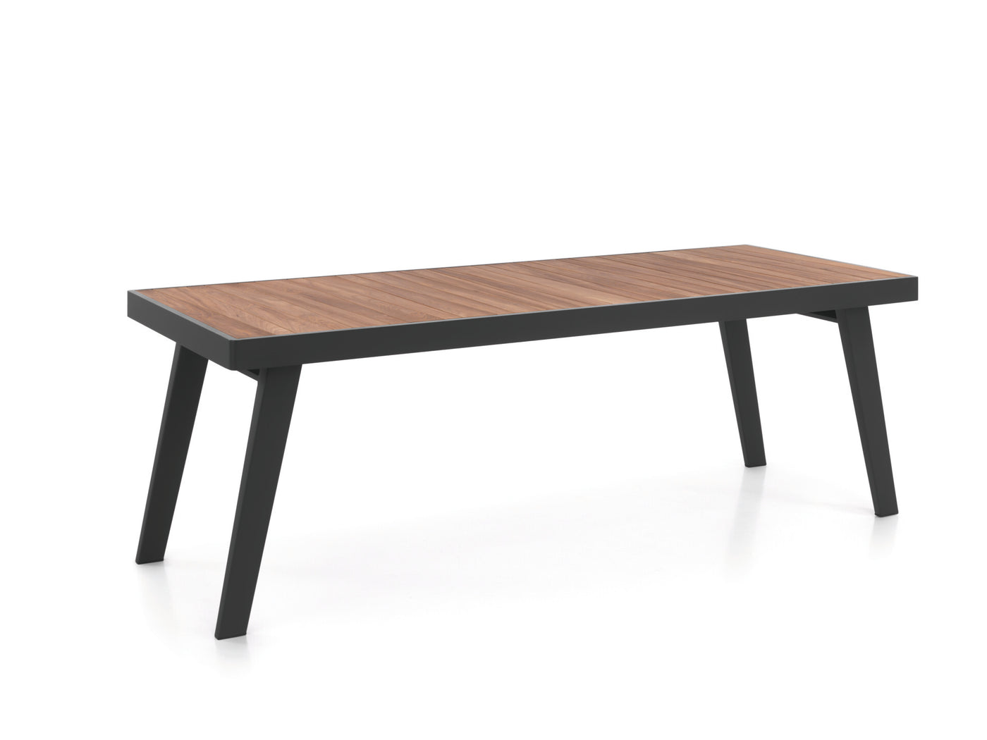 Corsica table alu charcoal + teak top 220x90