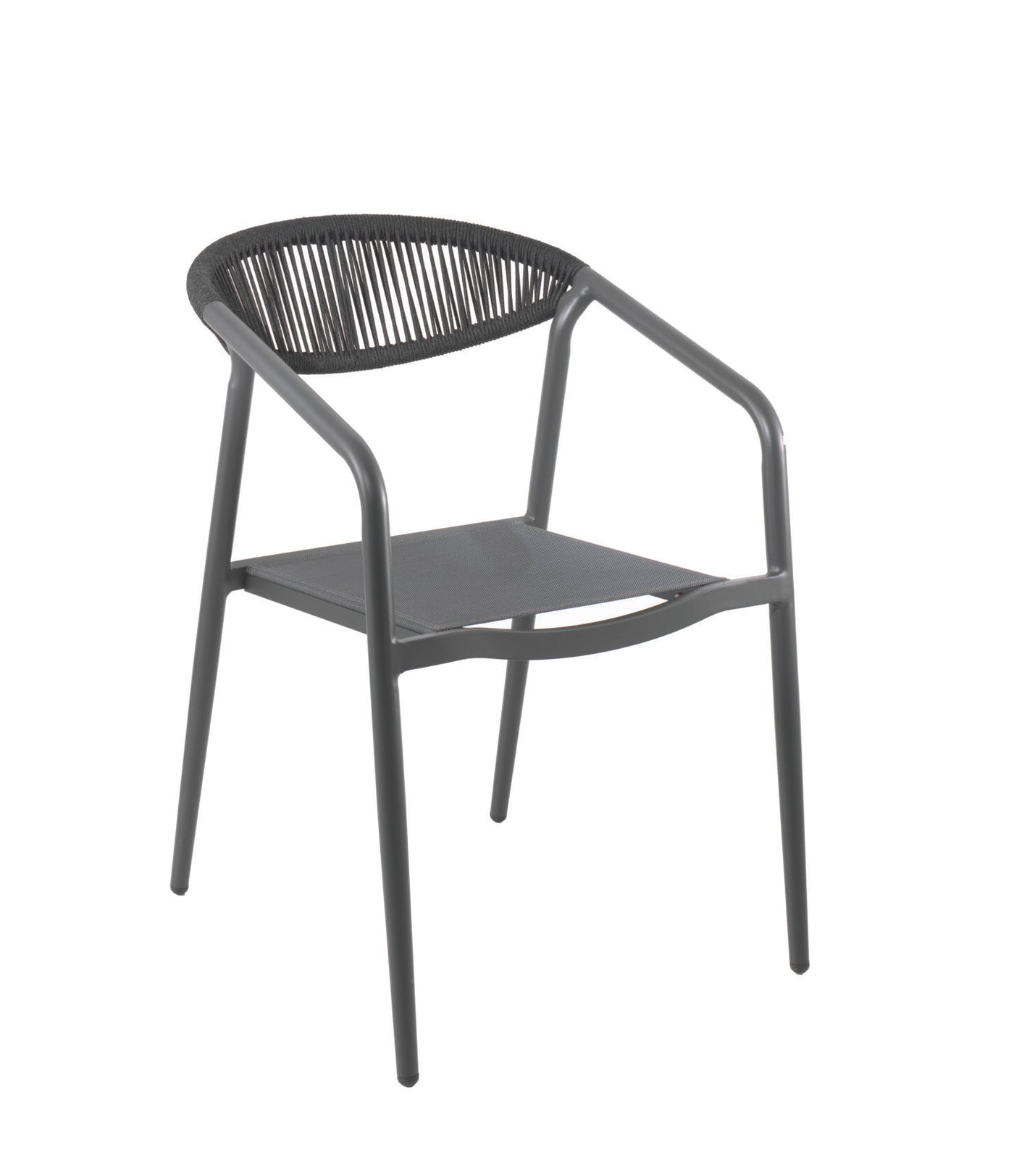 Genève stacking chair alu charcoal text + rope