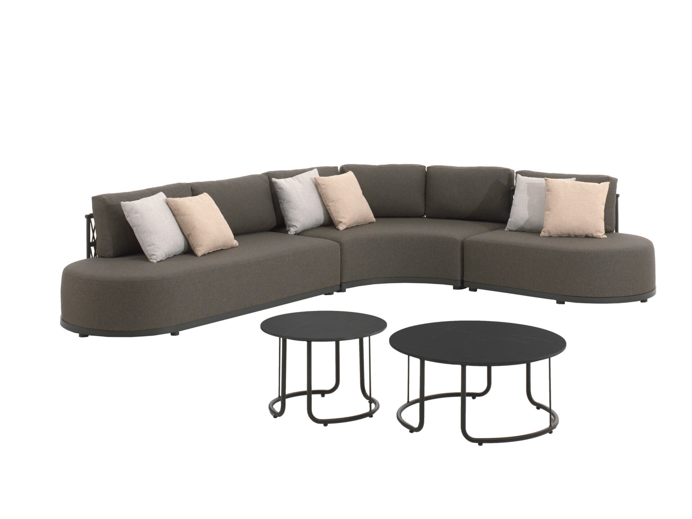 Lagos Lounge Set - Alu Charcoal + Rope/Cushion + Coffee Table