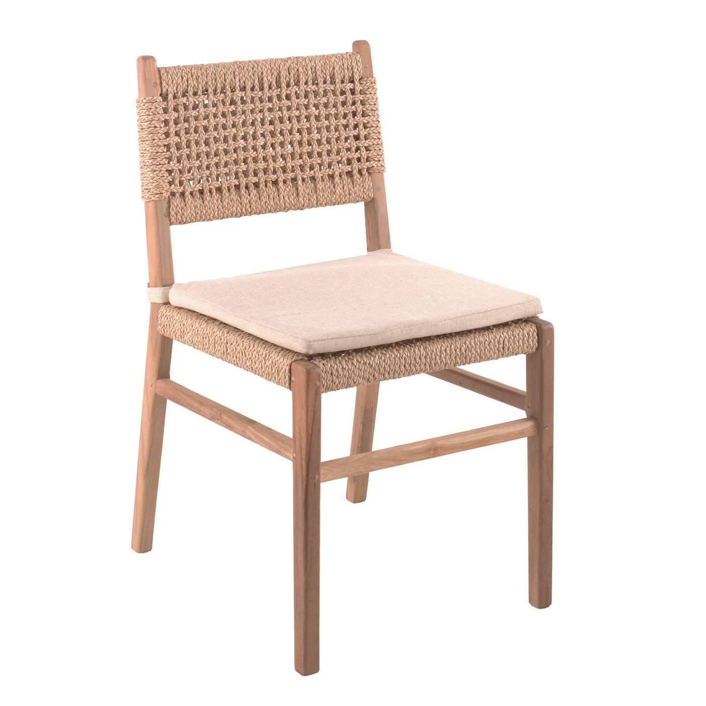 Menorca Recycled Teak Side Chair With Rope & Cushion