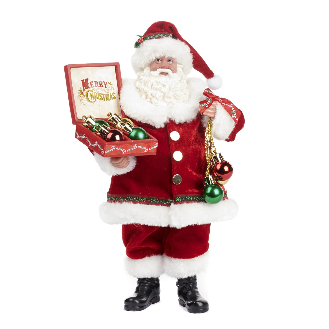 Santa with Christmas Balls - Fabric Clothing - Red/Green