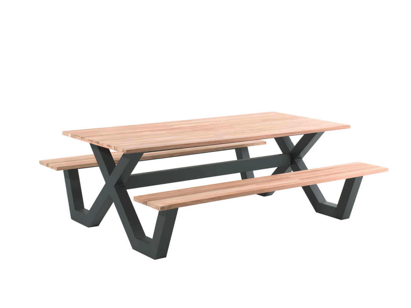 Carelli Picnic Table 280x100 - Alu Charcoal, New Teak Top