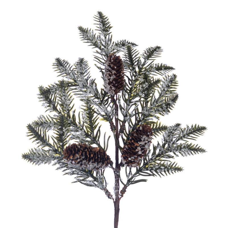 Ice Pine/Pinecone Stem Grn/Brwn 33Cm