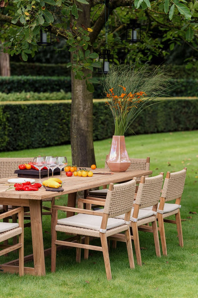 Menorca Dining Chair Recycled + Teak + Rope + Cush