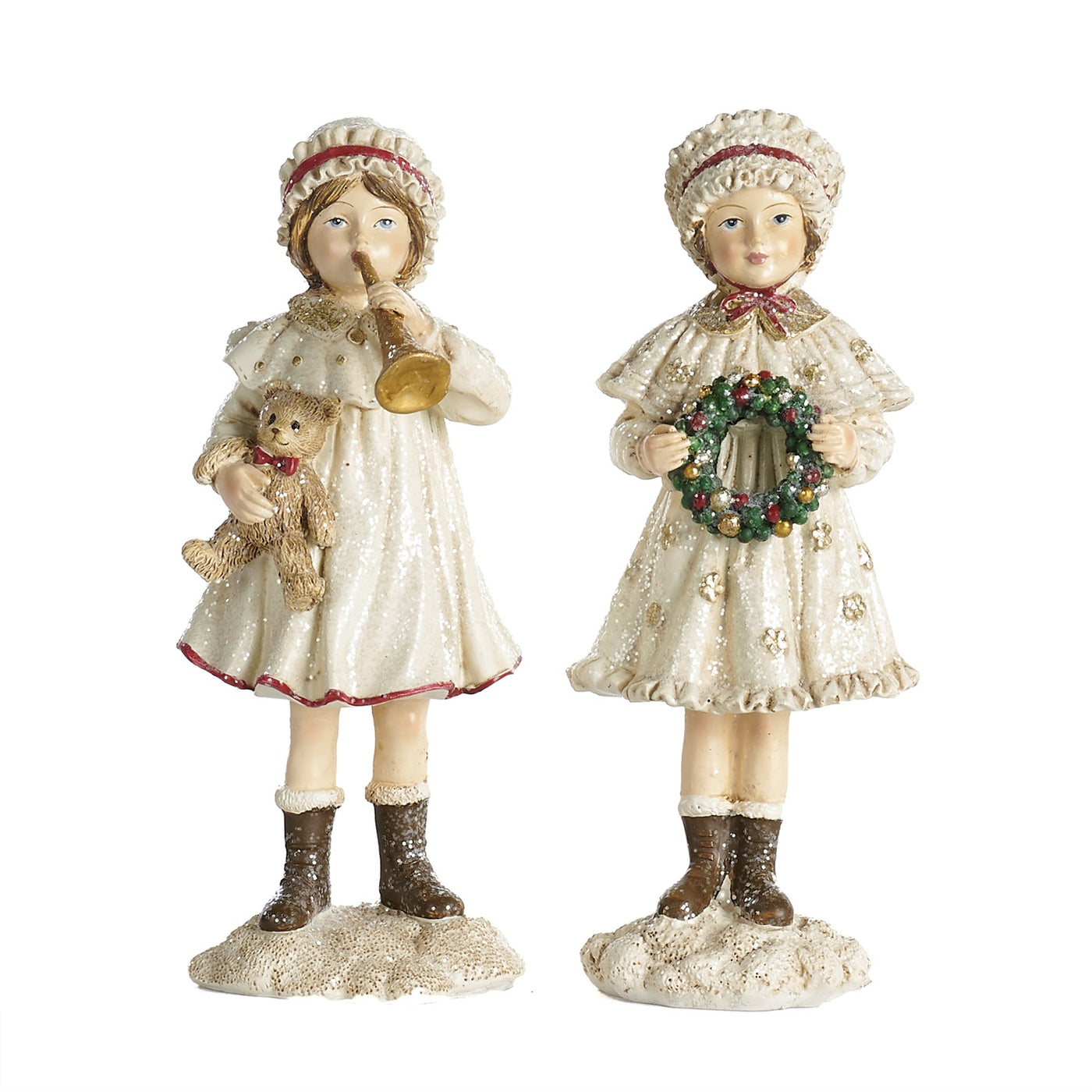 Girl with Wreath and Bear - Cream