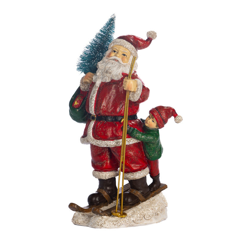 Skiing Santa with Boy