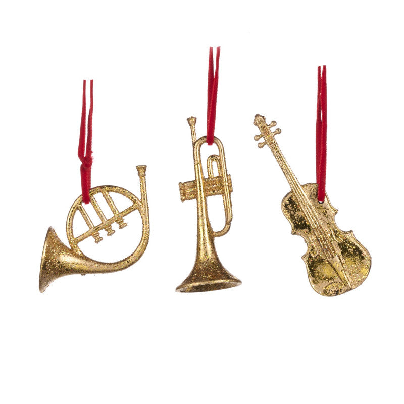 Mus.Instrument Orn Ass/3 Gld/Rd 10Cm