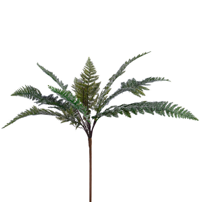 Snow Glt Fern Bush Stem Grn/Wh 58Cm