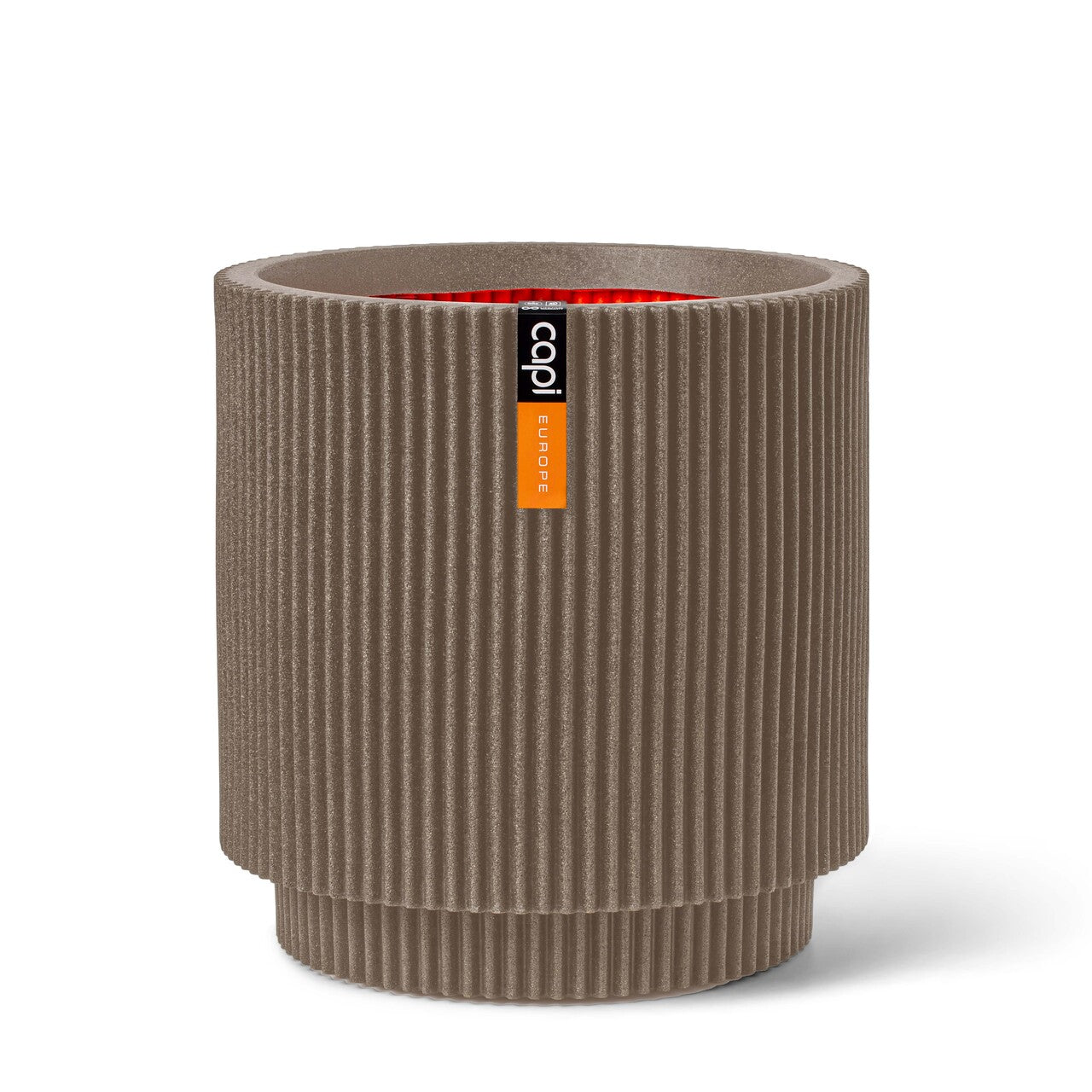 Vase Cylinder Groove NL Warm Taupe
