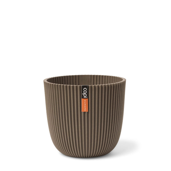Planter Ball Groove Warm Taupe