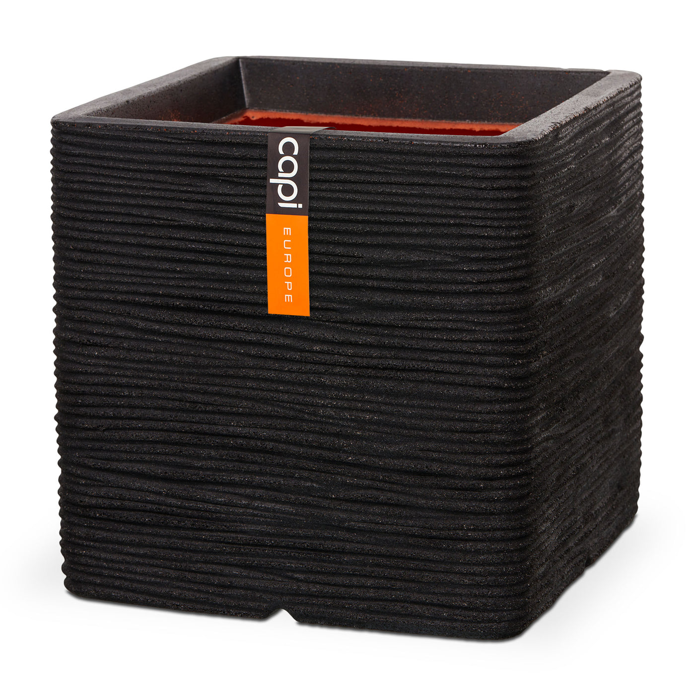 Planter Square Rib NL Black