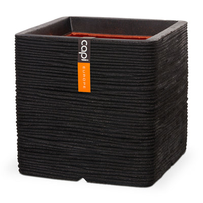 Planter Square Rib NL Black