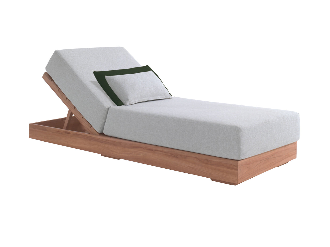 Kos Sunlounger Teak + Cushion And Pillows Sunproof