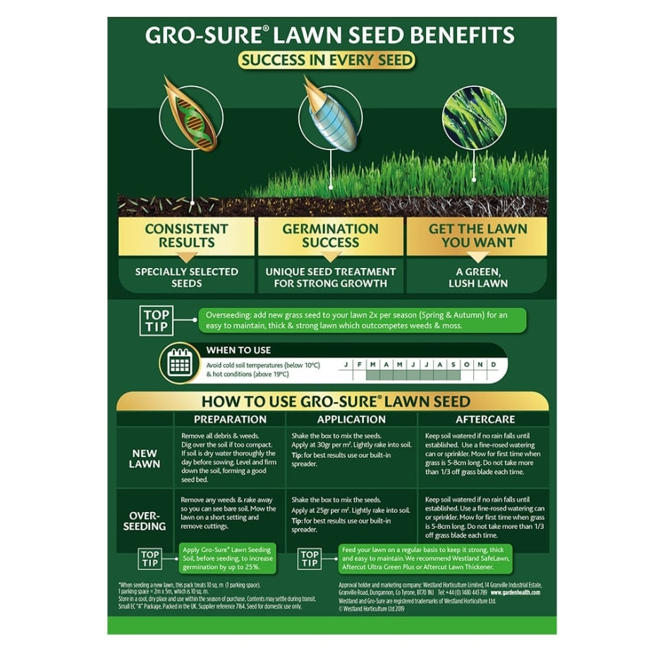 Gro-sure Multi Purpose Lawn Seed 10sq.m + 30% Extra Free