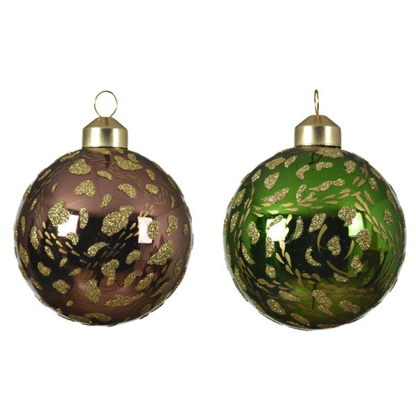 Bauble Glass Gold Spots - Pine Green / Dark Brown