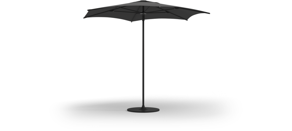 Halo 260cm Hexagonal Push-Up Parasol (Meteor / Grey Fabric) with 50kg Round Base Weight
