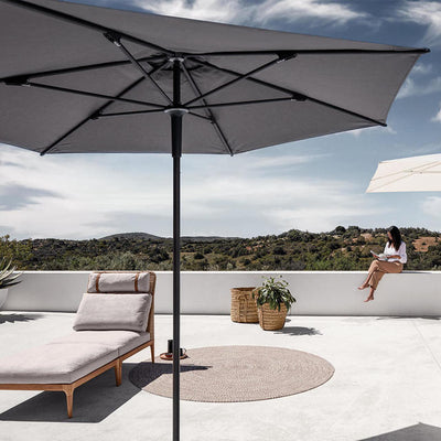 Halo 260cm Hexagonal Push-Up Parasol (Meteor / Grey Fabric) with 50kg Round Base Weight