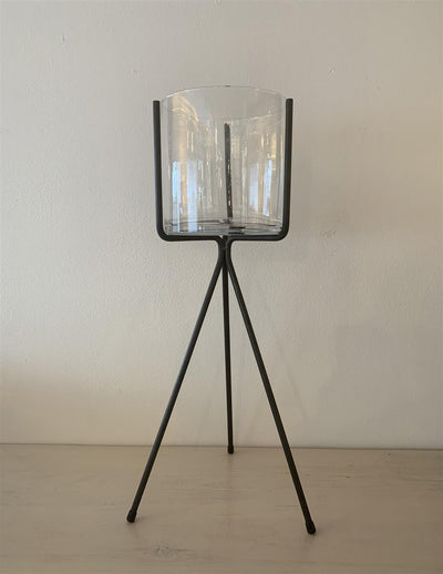 Cilindri - Glass Vase & Iron Holder