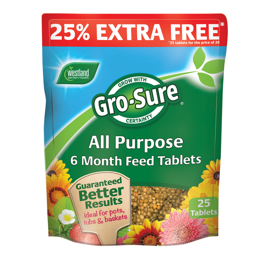 Gro-Sure All Purpose 6 Month Feed Tablets Pouch 25%EF  20+5 Tabs - The Pavilion