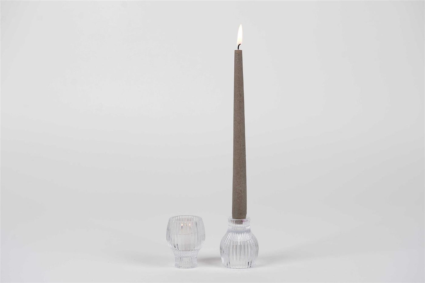Ruffles - Glass T-Light & Taper Holder - Ø6.5xH8cm