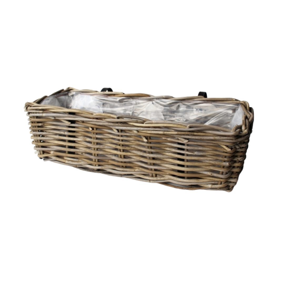 Balcony Planter Rattan Grey 60cm