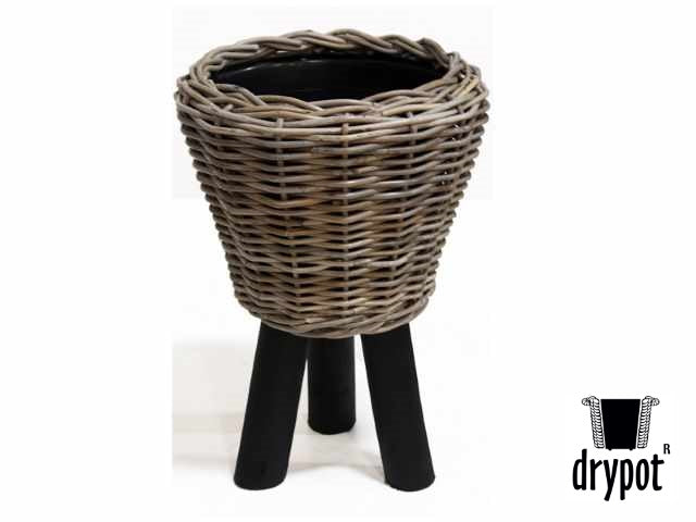 Drypot Wooden Legs Black D33H45cm