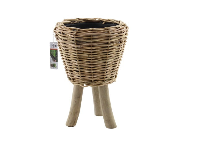 Drypot Wooden Legs Rattan Blond D27H42cm