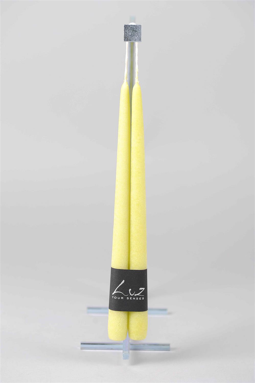 Luz Your Senses - Velours - Pair of Tapers - Yellow Kiwi