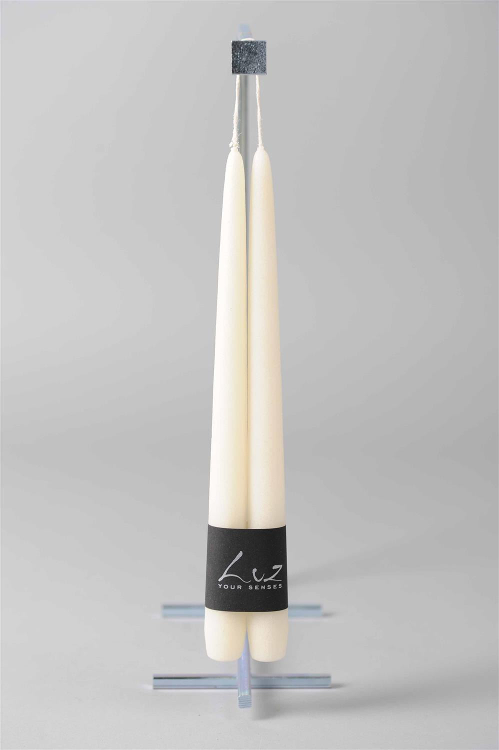 Luz Your Senses - Velours - Pair of Tapers - White Asparagus