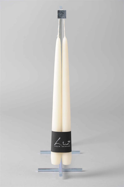 Luz Your Senses - Velours - Pair of Tapers - White Asparagus