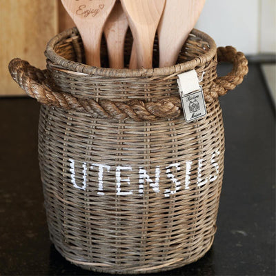 Rustic Rattan Utensils Pot (RM)