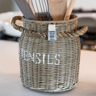 Rustic Rattan Utensils Pot (RM)