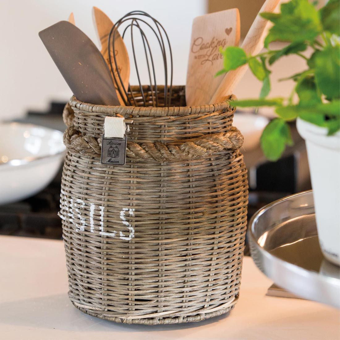 Rustic Rattan Utensils Pot (RM)