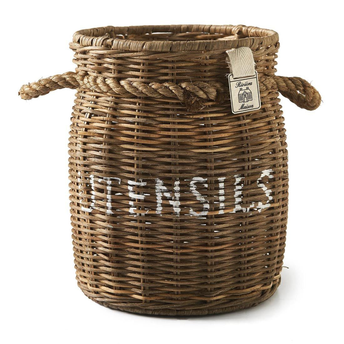 Rustic Rattan Utensils Pot (RM)