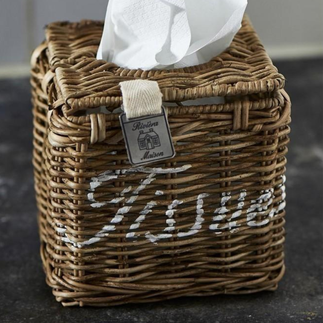 Rustic Rattan Tissue Square Box