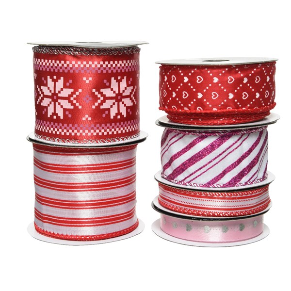 Ribbon with Rectangular Glitter, Foil Stripe, Heart, Snowflake