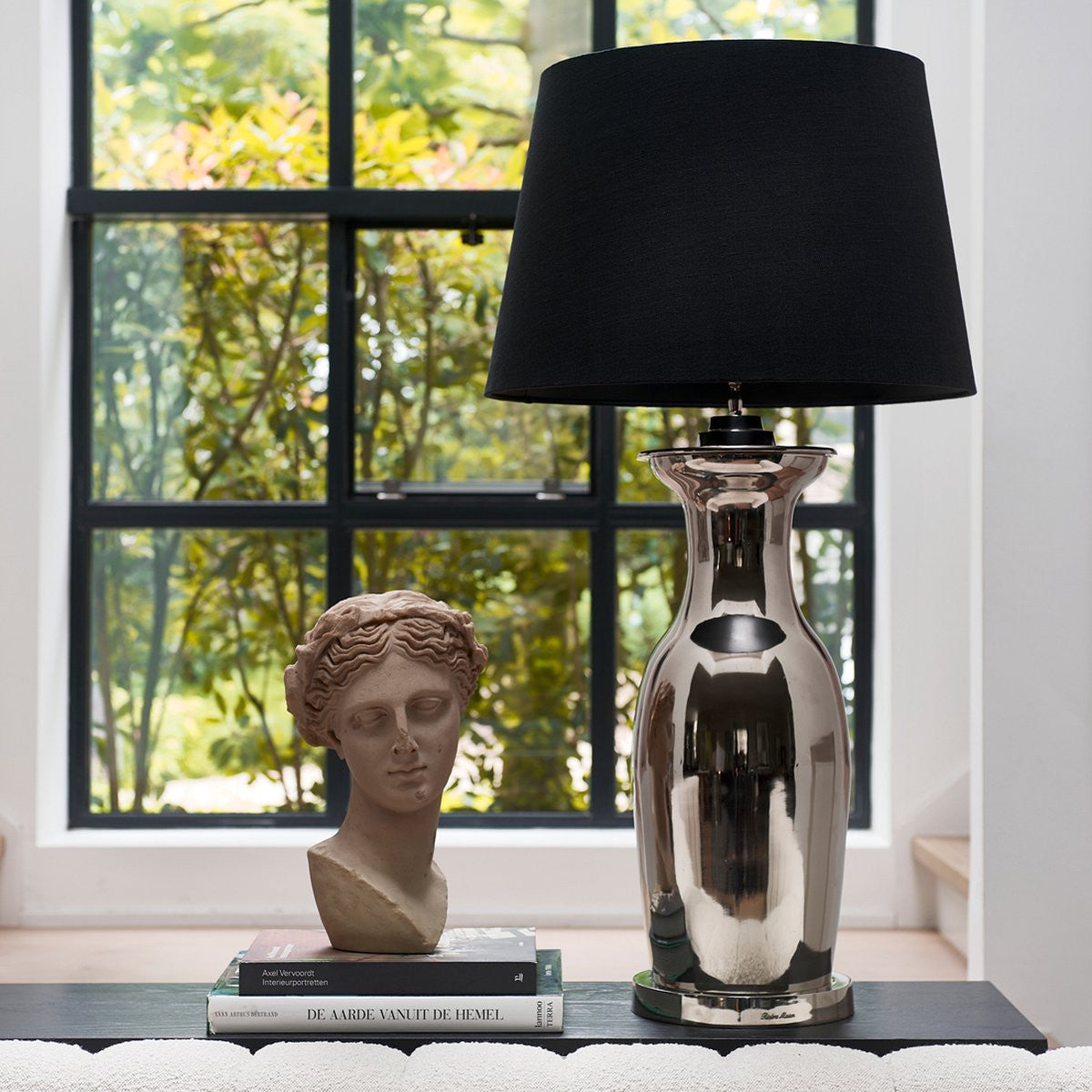 Classic Natural Linen Lampshade Black 42x55 (RM)