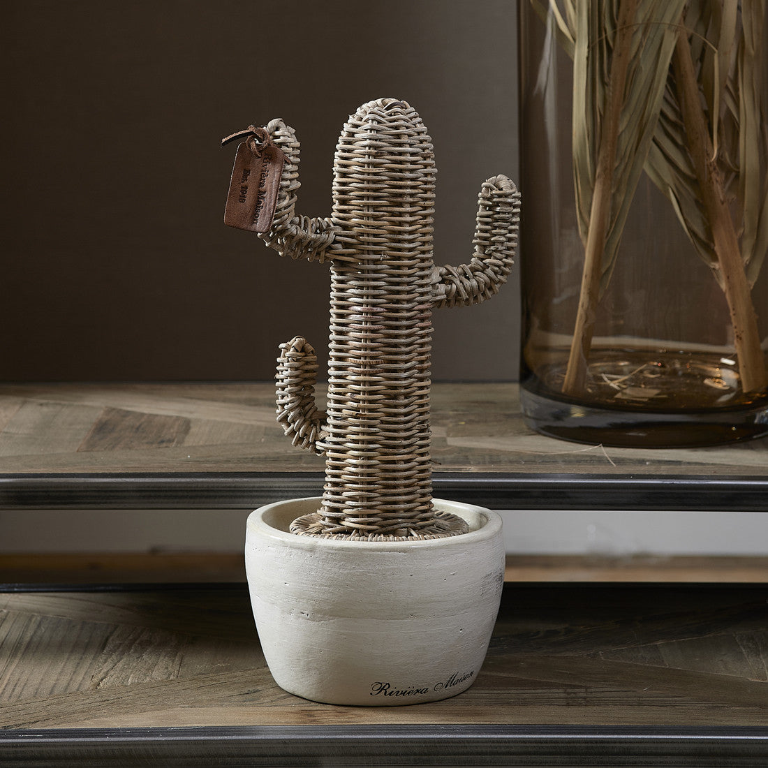 Rustic Rattan Desert Cactus