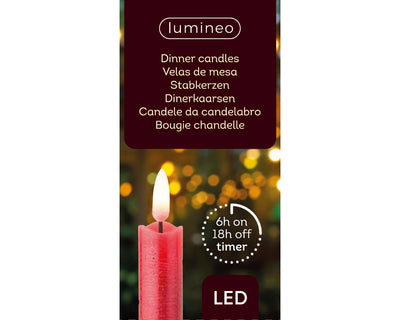 Wax Candle Wick, 1 Light - Battery Operated - Christmas Red / Warm White