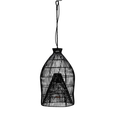 Rustic Rattan Fishing Basket Hanging Lamp