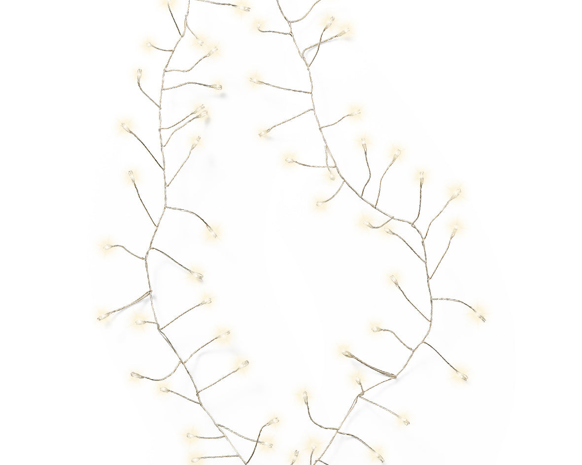 Compact Lights Steady, 100 Lights - Battery Operated - Warm White / Silver