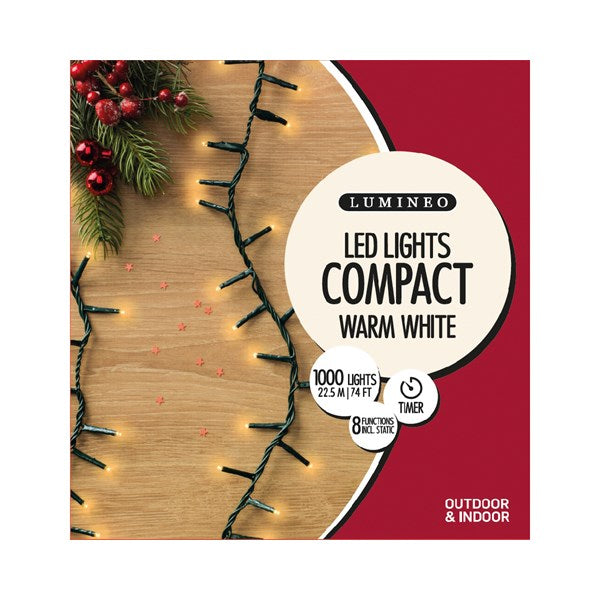 Compact Twinkle Lights, 1000 Lights - Indoor/Outdoor - Warm White